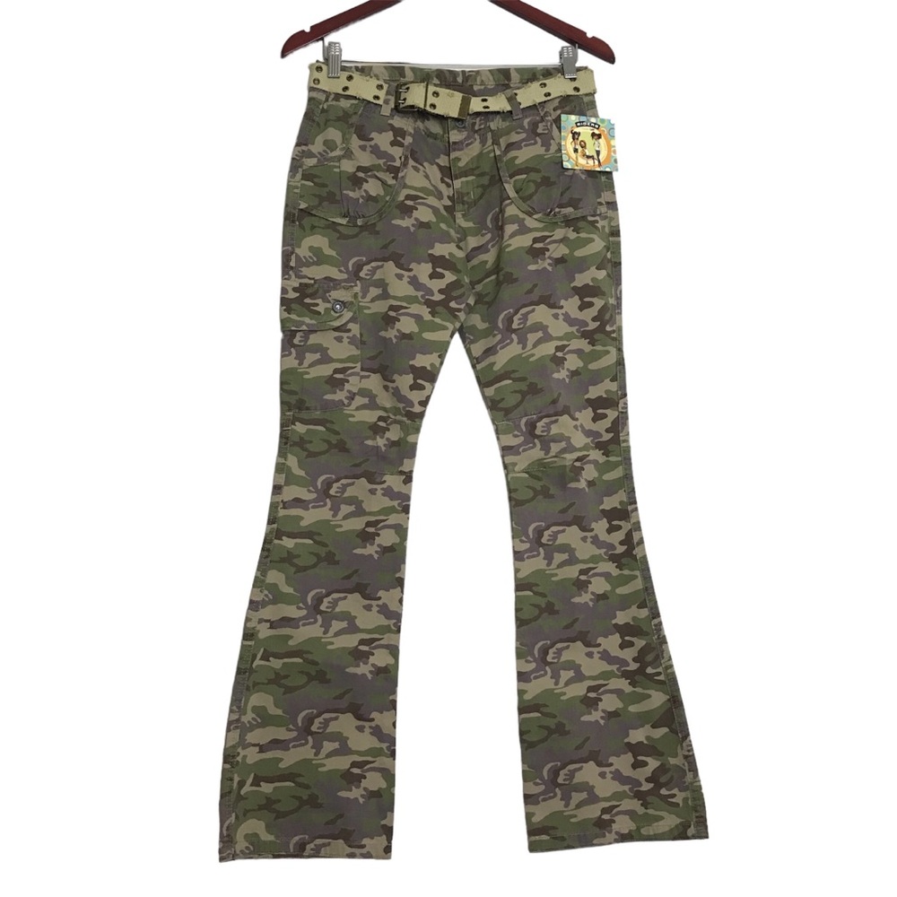 Lee Riders Y2K Green Camouflage Flare Leg Cargo Pants Girls Sz 16 Retro Bratz